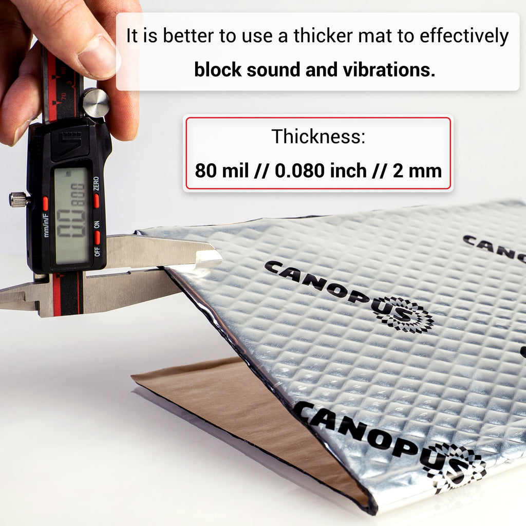 Canopus Car Sound Deadening Mat, 80 Mil 18 Sqft, Pack of 9 Sheets, Butyl Sound Deadener Mat, Audio Car Sound Dampening Material for Car Trunk, Door, Floor and Ceiling, SilveM