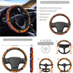 Jeiento Dusk Palm Leaves Car Seat Cover Full Set of 14 Car Seat Protector Auto Steering Wheel Cover Seatbelt Pads Armrest Cushion Trash Can Rearview Mirror Cover Handbrake Cover Set Coasters