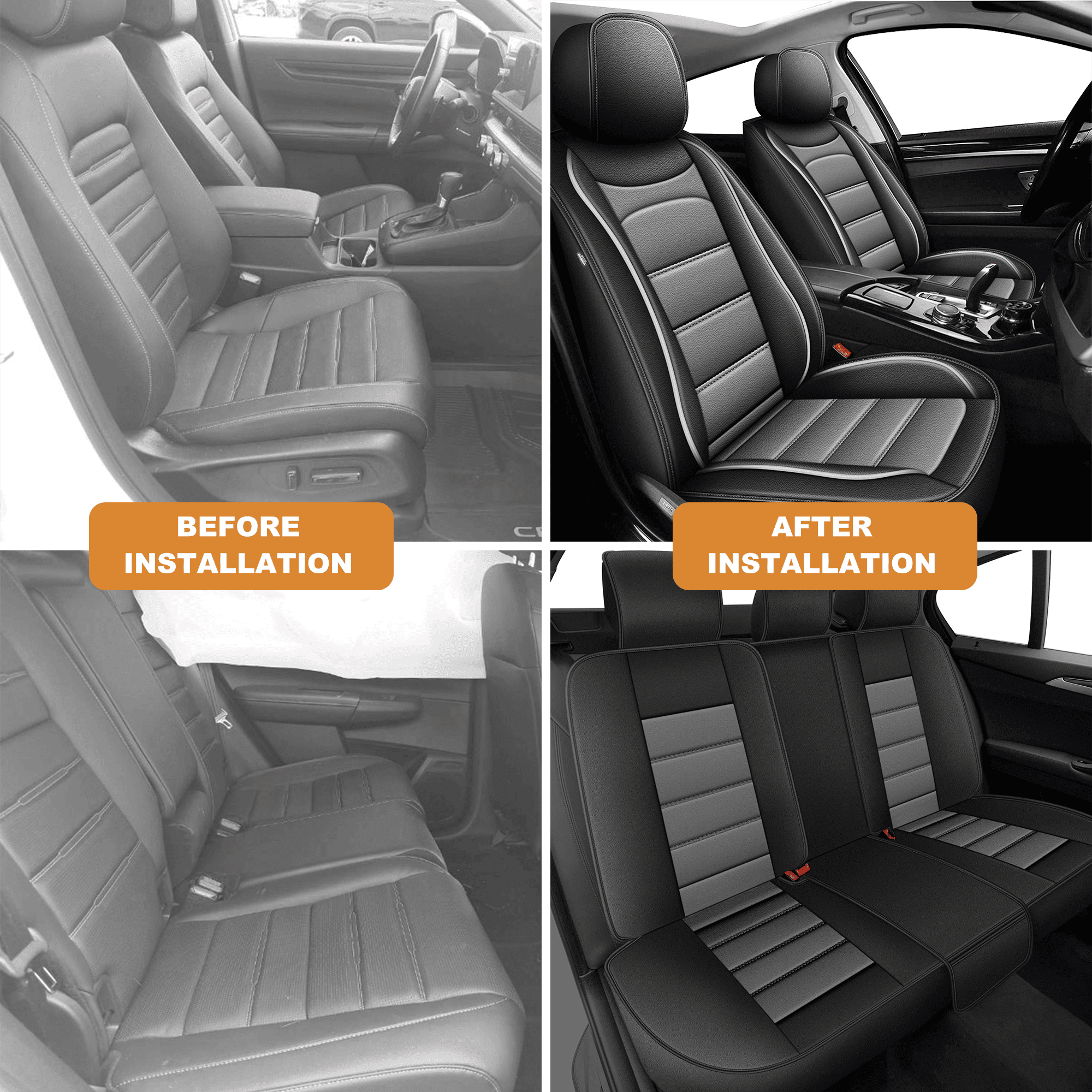 Car Seat Cover Fit for Acura MDX 2004-2025,Waterproof Stain-resistant Leather Heavy-Duty Car Seat Covers Protector Gray,Full Set(2 Row 5 Seats)