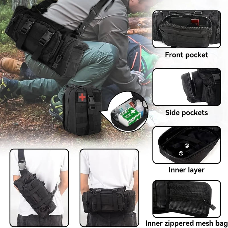 Arsey Universal Tactical Vehicle Backseat Car Organizer with 5 Detachable Pouches, 1000D Oxford clothfabric Back Seat Protector for Auto Interior Organization, Black