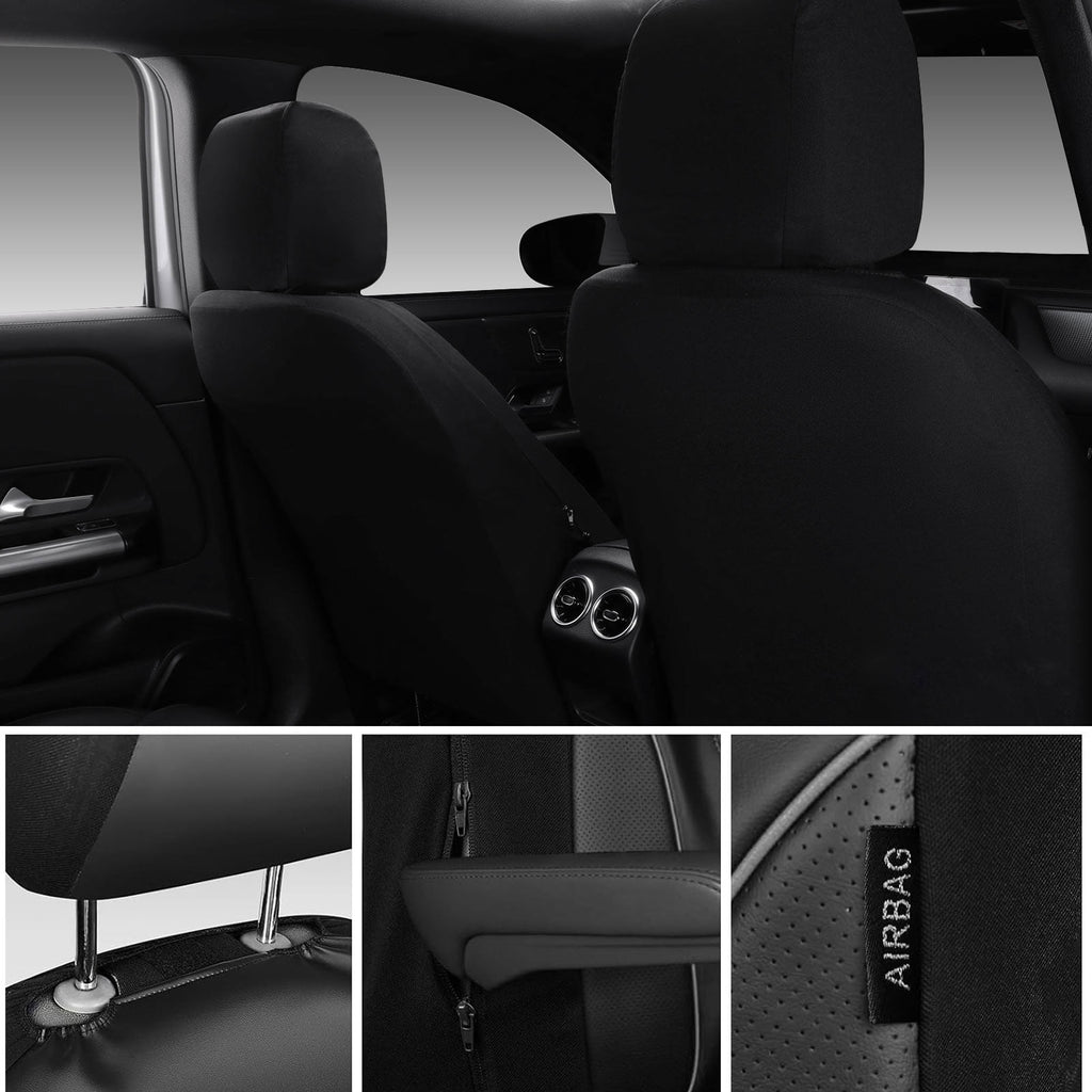 CAR GRAND Memory foam Leather seat covers Airy cool 3D Foam Water-resist Universal FIT leather car seat covers Front seat For Cars SUV Truck, Automotive seat protector Comfort faux Leather Black Gray