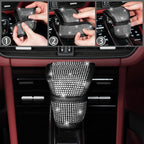 DEA 12 Pcs Bling Car Accessories Set for Women Car Floor Mats Full Set Steering Wheel Cover Seat Belt Covers Coasters Universal Fit Car SUV Truck Van Silver