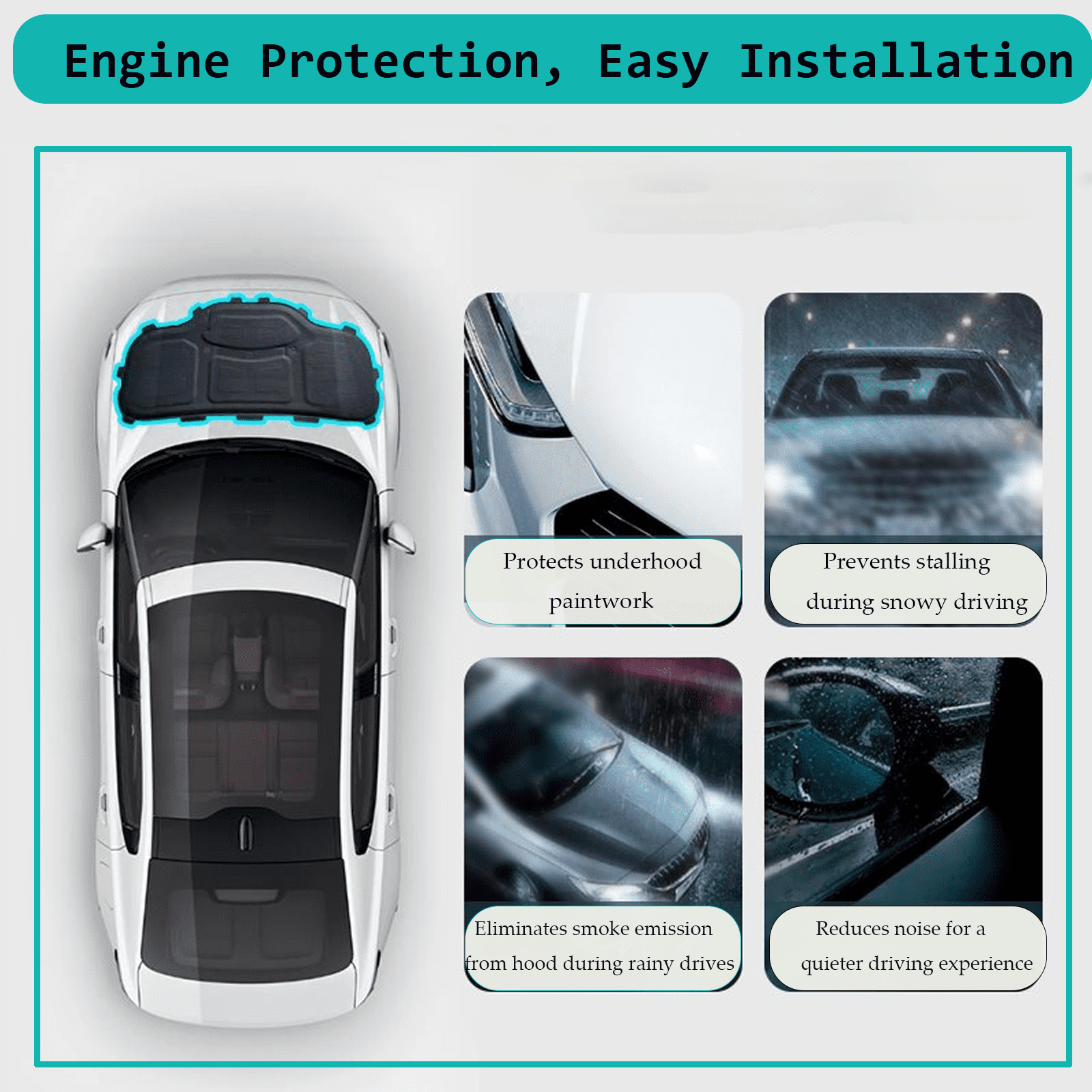 For Kia Sportage Car Hood Engine Insulation Pad,Aluminum Foil Heat,Heat Shield,Sound Deadening Mat,Soundproof Cotton Replacement Accessories Heat Sound Cover-2007-2013 With aluminum foil