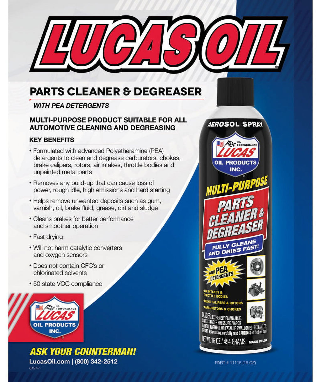 (6 pack) Lucas Oil 11115 Multi-Purpose Parts Cleaner and Degreaser Aerosol 16 Ounce