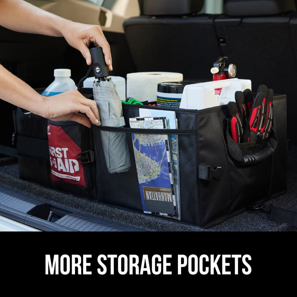 GORILLA GRIP Trunk Storage Organizer, Collapsible Container for Car Sedan or SUV, Black