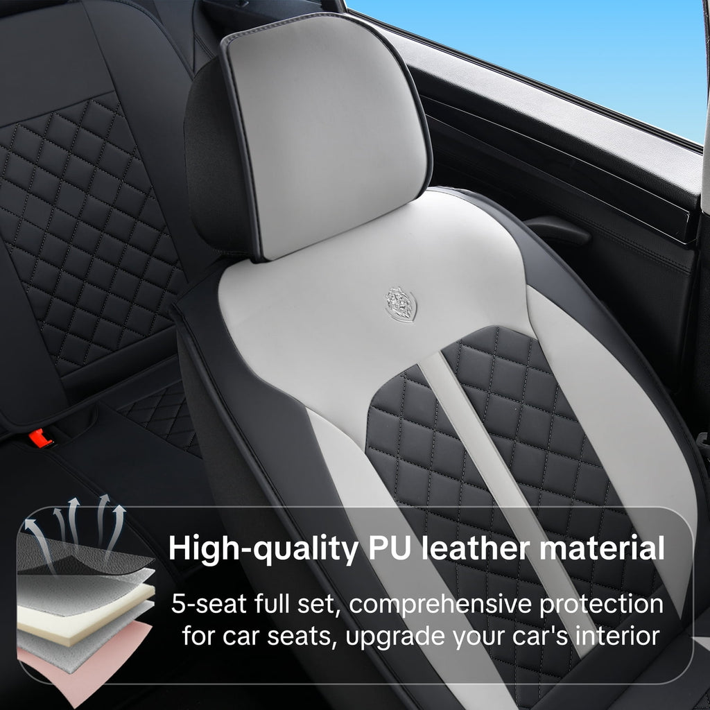 For Car Seat Covers for Hyundai All Models, 5 -Seats,Waterproof Breathable Leather Seat Covers, Non-Slip Lining, Compatible With Airbags, Enhances Interior Appearance