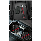 Jeiento American Honoring Firefighter Flags Car Seat Cover with Steering Wheel Seatbelt Pad Trash Bin Air Vent Storage Holder Rear View Mirror Cover Cup Holders Keychain for Car Decor