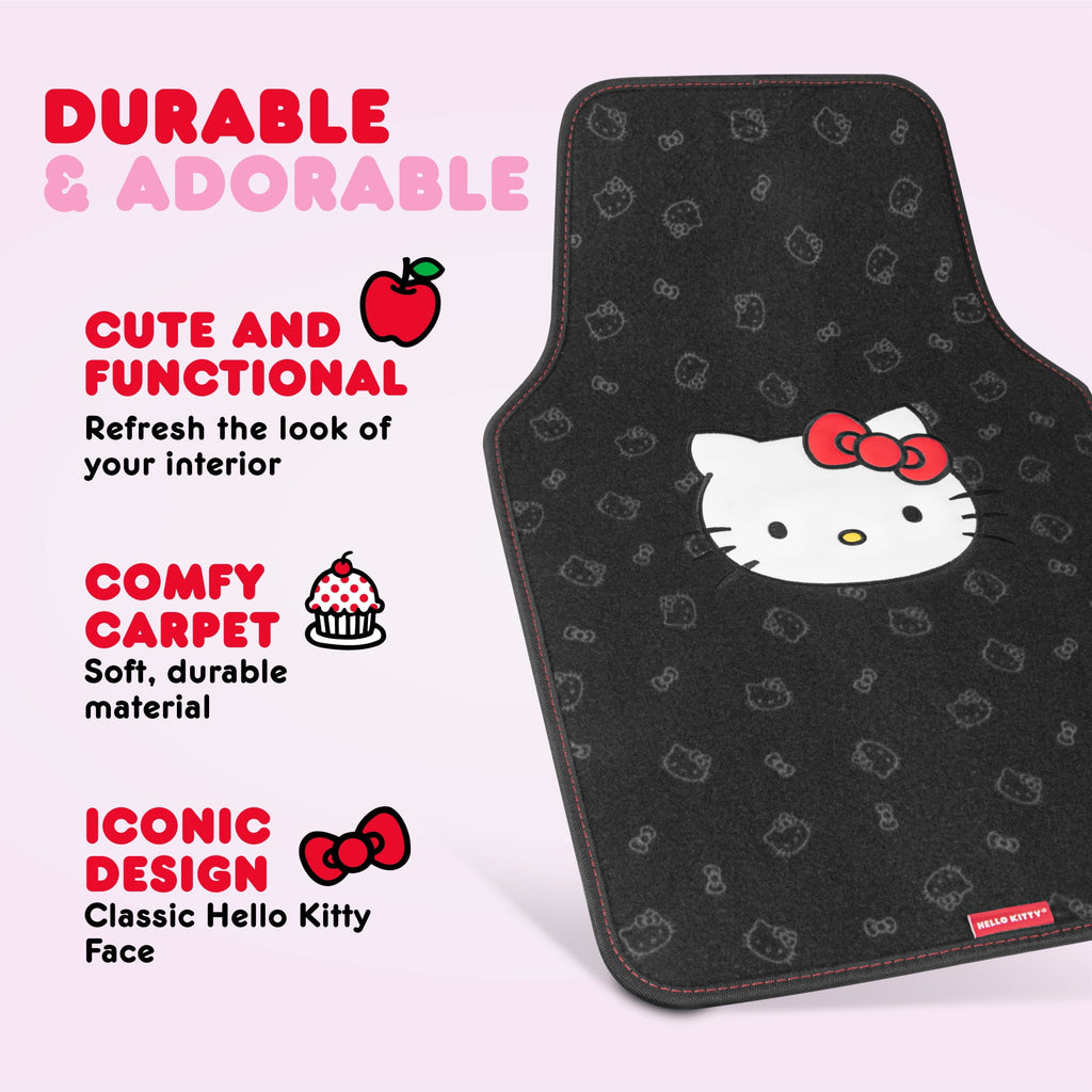 Hello Kitty Car Seat Covers, Car Floor Mats, Steering Wheel Cover, Windshield Sun Shade 9pc Combo for Car Gift Pack