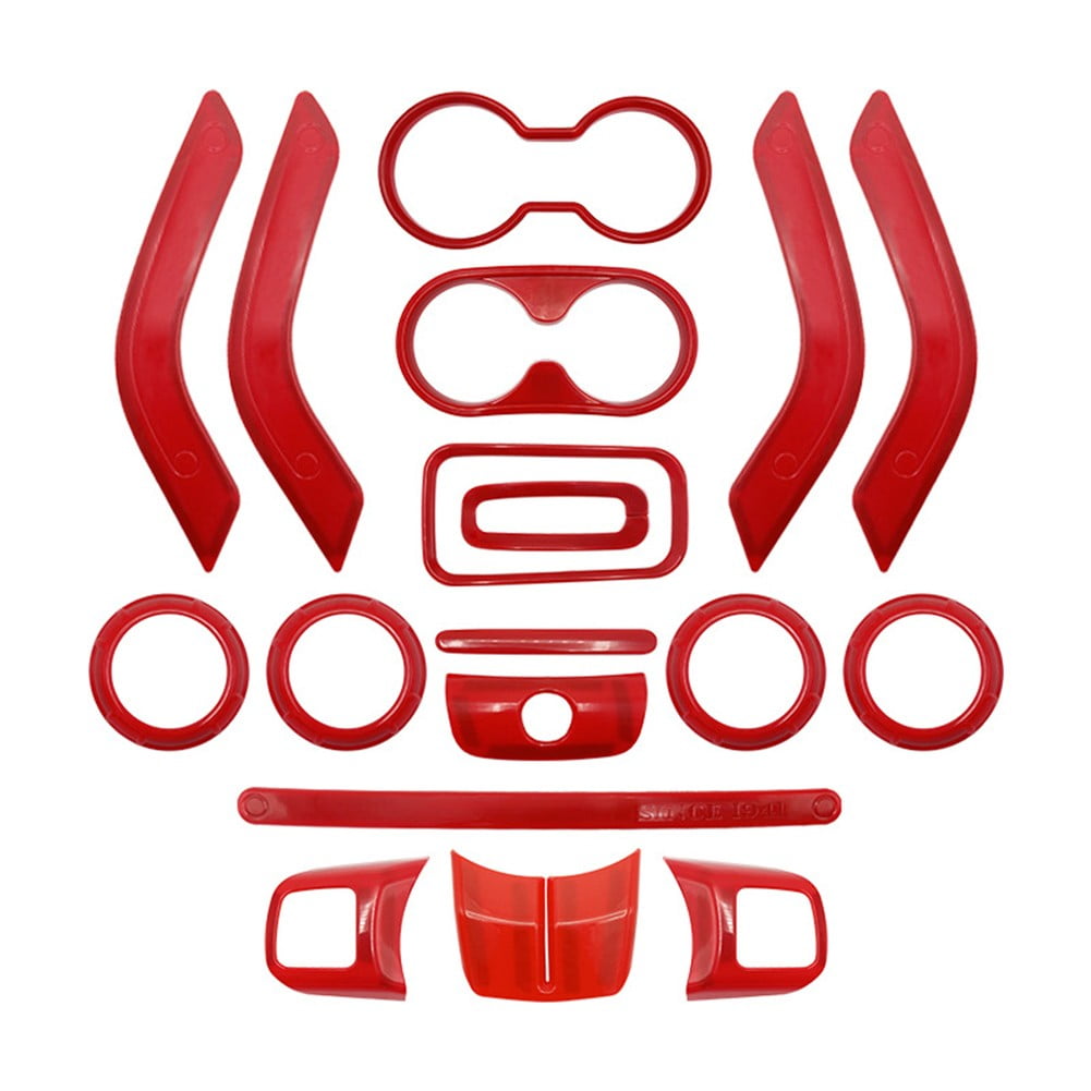 18 Pcs Red Car Interior Decor Trim Kits for Jeep for Wrangler JK JKU 4 Door 11-17 Auto Accessories