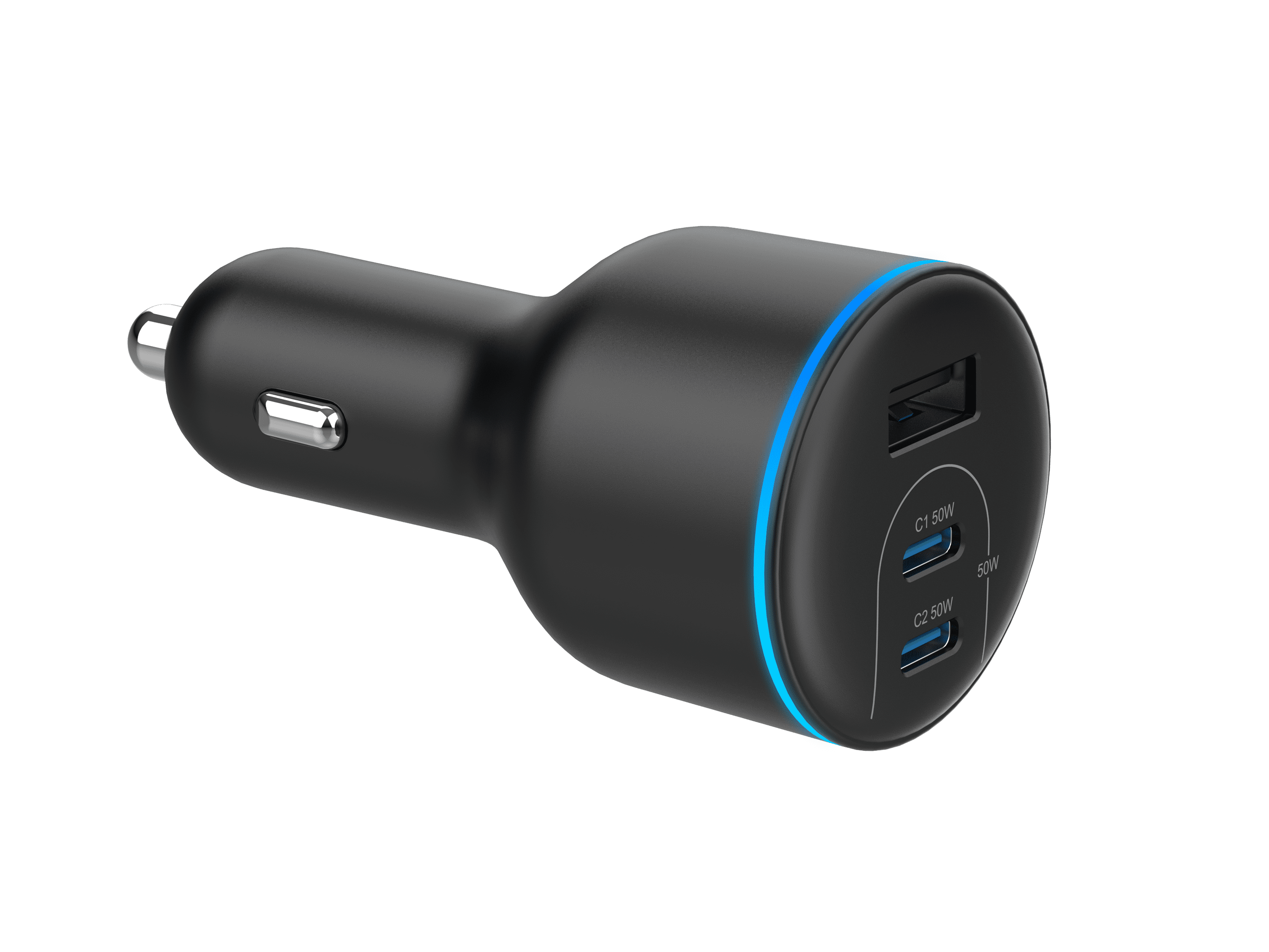 (2 pack) Onn 62W Multi-Port USB-C/USB-A Car Charger, Fast Charging, USB-IF Certified, Foldable Plug, White - Compatible with iPhone, iPad, AirPods, Samsung Galaxy, Note, Pixel & More