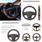 Jeiento American Honoring Firefighter Flags Car Front Back Seat Covers 14 PCS Set with Steering Wheel Cover Seatbelt Pad Trash Can Armrest Cover Rearview Mirror Cover Handbrake Cover Set Coasters
