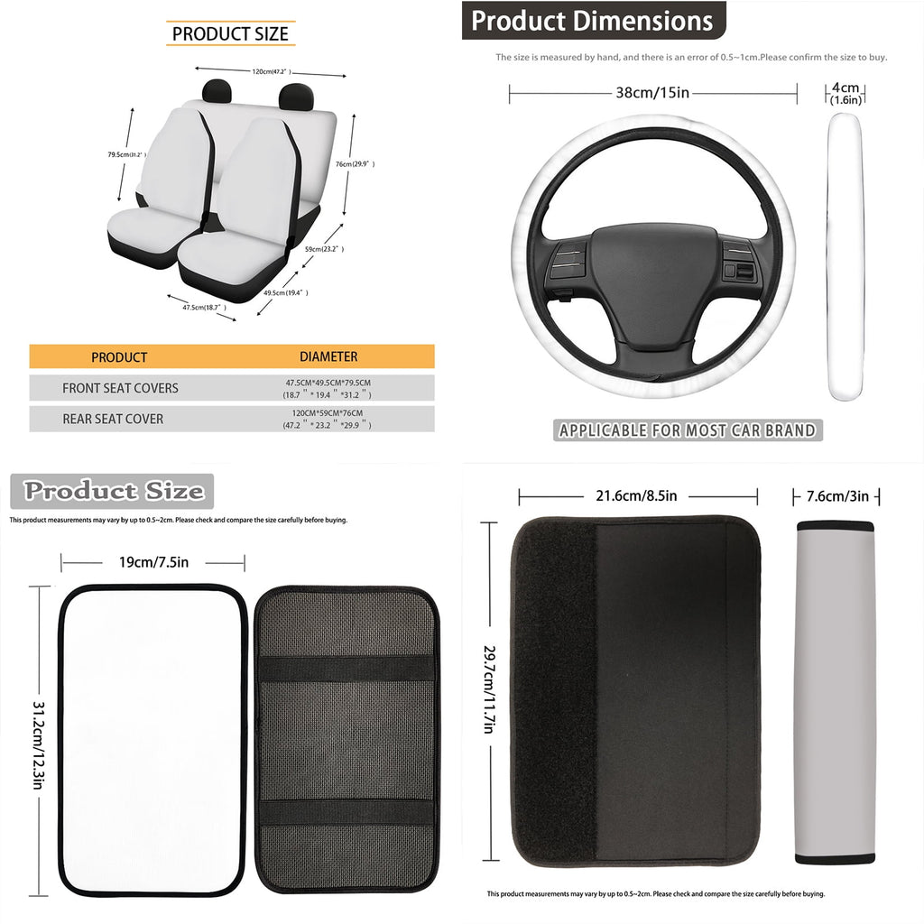 Yuyamidu Highland Cow Auto Seat Cover Full Set 14 Pack Car Accessories Colorful Flower Steering Wheel Cover Armrest Cover Seatbelt Shoulder Pad Headrest Covers Cup Mat Key Ring