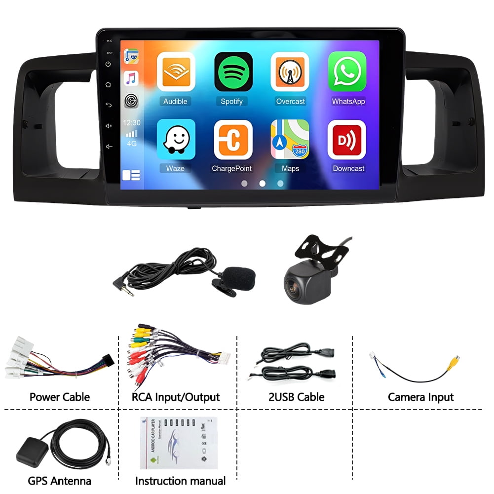 2+64GB Android 15 Car Stereo for Toyota Corolla 2005-2012, 9in + 720P Cam