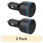 (2 pack) Onn 62W Multi-Port USB-C/USB-A Car Charger, Fast Charging, USB-IF Certified, Foldable Plug, White - Compatible with iPhone, iPad, AirPods, Samsung Galaxy, Note, Pixel & More