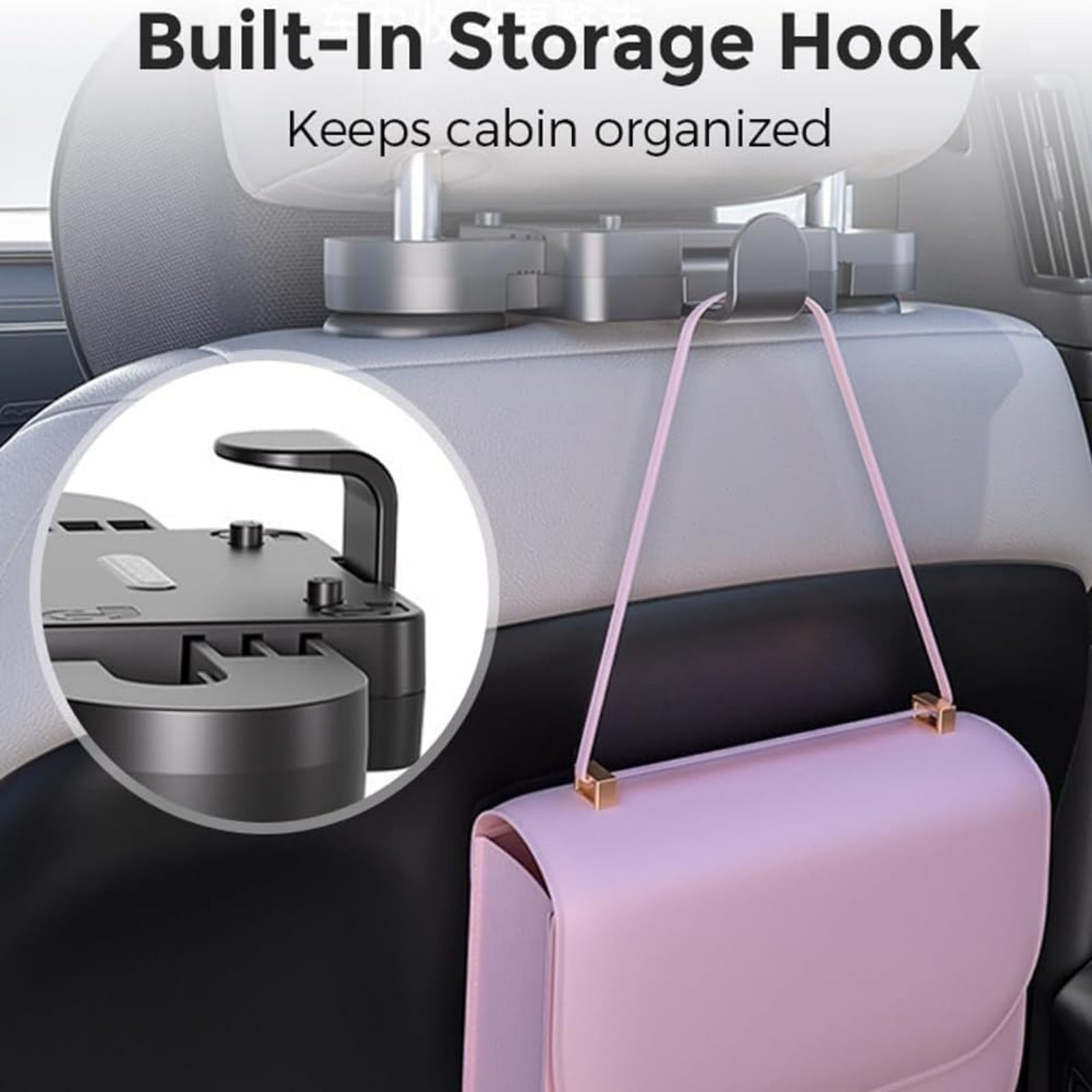 U Shape Auto Headrest With 180 Degree Angles Adjustment Universally For Most Vehicles And Travel Essential Organizers