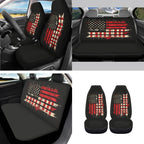 Jeiento American Honoring Firefighter Flags Car Front Back Seat Covers 14 PCS Set with Steering Wheel Cover Seatbelt Pad Trash Can Armrest Cover Rearview Mirror Cover Handbrake Cover Set Coasters