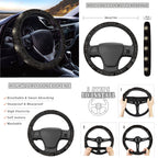 Yuyamidu Sun and Moon Car Seat Cover Full Set of 14 Steering Wheel Cover Auto Seatbelt Pads Cup Coaster Trash Can Rear View Mirror Cover Coasters Armrest Cover Gear Shift Knob Cover Set