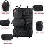 Arsey Universal Tactical Vehicle Backseat Car Organizer with 5 Detachable Pouches, 1000D Oxford clothfabric Back Seat Protector for Auto Interior Organization, Black