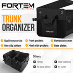 FORTEM SUV Trunk Organizer, Car Organizer, Collapsible Multi-Compartment Storage Bag for Car Accessories for Women Men, 1680D Oxford, Non Slip Bottom, Adjustable Straps, Soft Cover (90L)