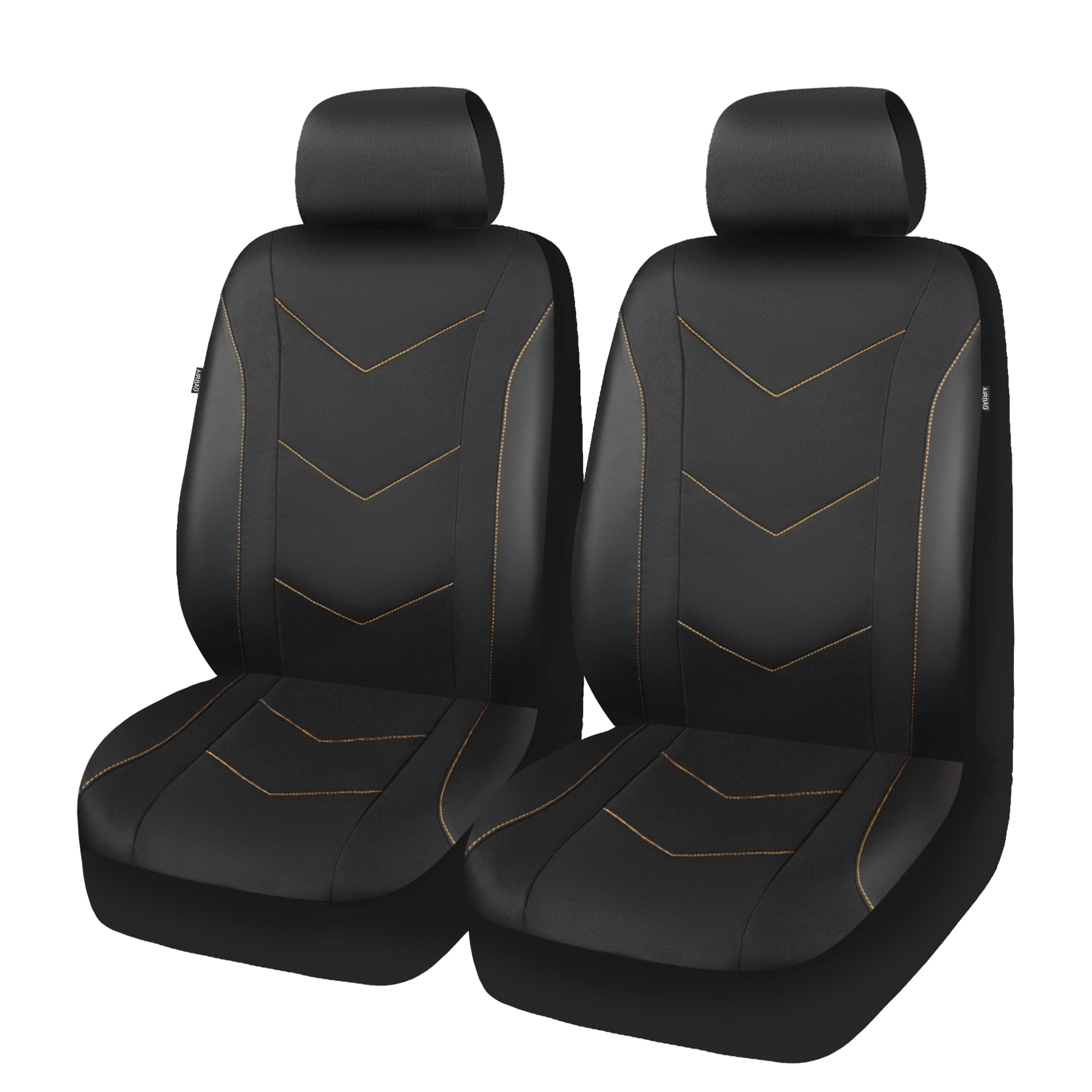 Ozark Trail Black Durable Leatherette & Durable Water Resistant Oxford Functional Front Car Seat Covers, Universal Fit for Cars Trucks and SUVs,2 pack
