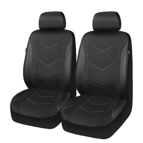 Ozark Trail Black Durable Leatherette & Durable Water Resistant Oxford Functional Front Car Seat Covers, Universal Fit for Cars Trucks and SUVs,2 pack