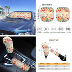 Yuyamidu 16 PCS Car Seat Cover Set with Steering Wheel Cover Tulip Seat Belt Strap Pad Butterfly Cup Holder Rear View Mirror Cover Keychain Gear Shift Knob Cover Car Shade for Front Windshield