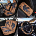 LedBack Horse Print Car Seat Covers Set of 15 Car Front and Back Seat Cover Steering Wheel Cover Armrest Pads Covers Headrests Cover Seatbelt Cover Car Coaster Keychain, Car Interior Accessories