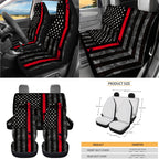 Jeiento American Honoring Firefighter Flags Car Seat Cover with Steering Wheel Seatbelt Pad Trash Bin Air Vent Storage Holder Rear View Mirror Cover Cup Holders Keychain for Car Decor