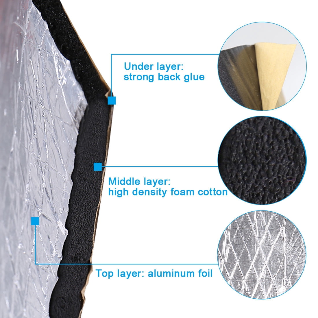 Unique Bargains 394mil 21.53sqft Sound Deadening Mat Car Fender Engine Heat Sound Deadener Insulation Mat 79" x 40"