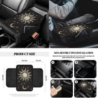 Yuyamidu Sun and Moon Car Seat Cover Full Set of 14 Steering Wheel Cover Auto Seatbelt Pads Cup Coaster Trash Can Rear View Mirror Cover Coasters Armrest Cover Gear Shift Knob Cover Set