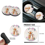 FORUDESIGNS Giraffe Flower Print Car Seat Covers Full Sets of 10 Washable Front Rear Seat Covers, Vehicle Trash Bin, Steering Wheel Cover, Air Vent Storage, Cup Coasters, Keychain for Auto Interior