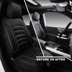 CAR GRAND Memory foam Leather seat covers Airy cool 3D Foam Water-resist Universal FIT leather car seat covers Front seat For Cars SUV Truck, Automotive seat protector Comfort faux Leather Black Gray