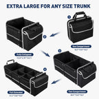 Cshidworld Car Trunk Storage Organizer, 4 in 1 Multi Compartment Collapsible Trunk Storage Box with Leakproof Insulated Cooler Bag for Car Truck SUV