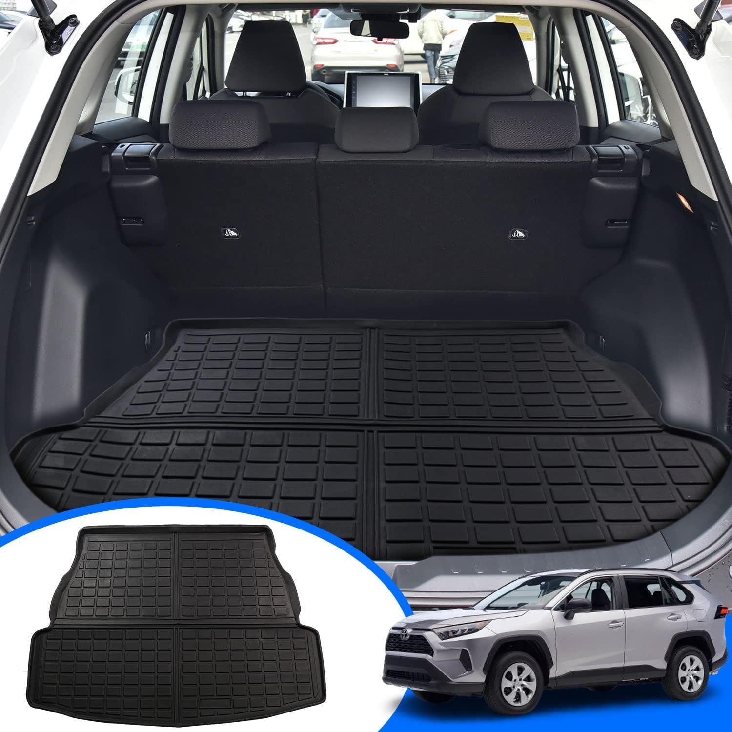 Rear Trunk Cargo Liner fit 2019-2025 Toyota RAV4 All Weather Rear Trunk Cargo Tray Floor Mat for Toyota RAV4 2019 2020 2021 2022 2023 2024 2025 SUV Accessory, Black