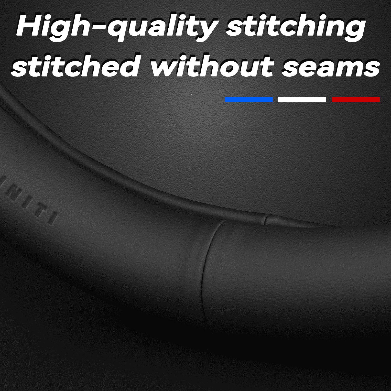 3D Embossed Custom Fit Steering Wheel Cover For Infiniti, Non-Slip Nappa Leather Wrap for Enhanced Grip & Comfort, Includes 2 Car Coasters & Fast Charging USB Cable Black