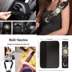 Yuyamidu Sun and Moon Car Seat Covers Full Set of 13 Black Steering Wheel Cover Safe Belt Pads Cup Holders Car Center Console Cover Lip Balm Holder Keychain Auto Interior Sets