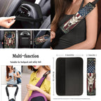 Jeiento Deer 13pcs Set Car Seat Cover Set with American Flag Steering Wheel Cover Seat Belt Strap Cover Armrest Cover Key Chain Coasters Lipstick Holder Universal Fits SUV Sedan Truck Van