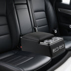 Universal Truck Seat Organizer with Cup Holders, Rear Bench Seat Center Consoles with Armrest Middle Storage Box, Padded Top Lid for Armrest, Black