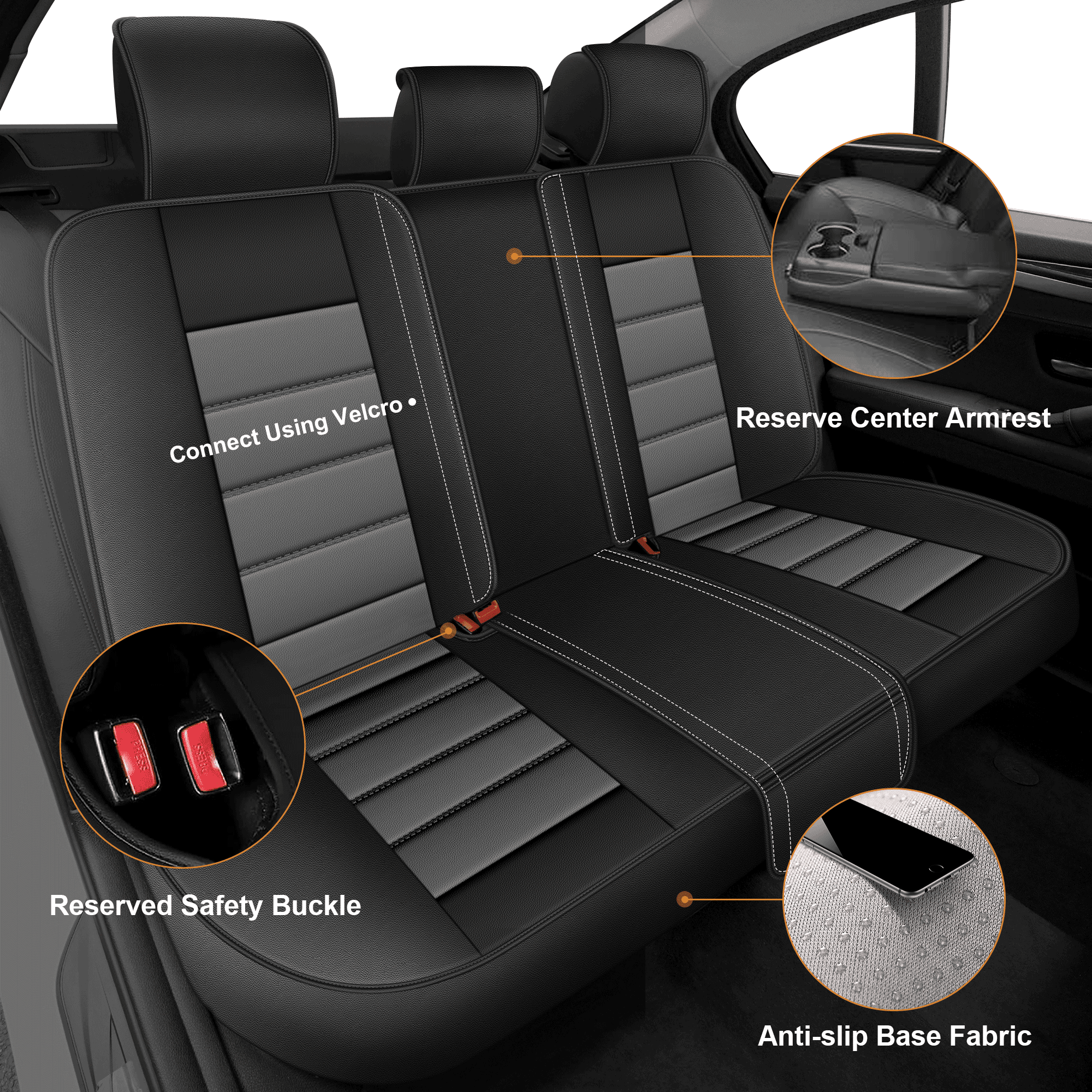 Car Seat Cover Fit for Acura MDX 2004-2025,Waterproof Stain-resistant Leather Heavy-Duty Car Seat Covers Protector Gray,Full Set(2 Row 5 Seats)