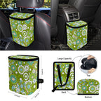 Renewold Hippie Flower Green Cyan Car Seat Cover Full Set 15 PCS, with Steering Wheel Cover Seat Belt Strap Pad Trash Bag Mount Phone Holder Rearview Mirror Accessories Cup Holder Keychain