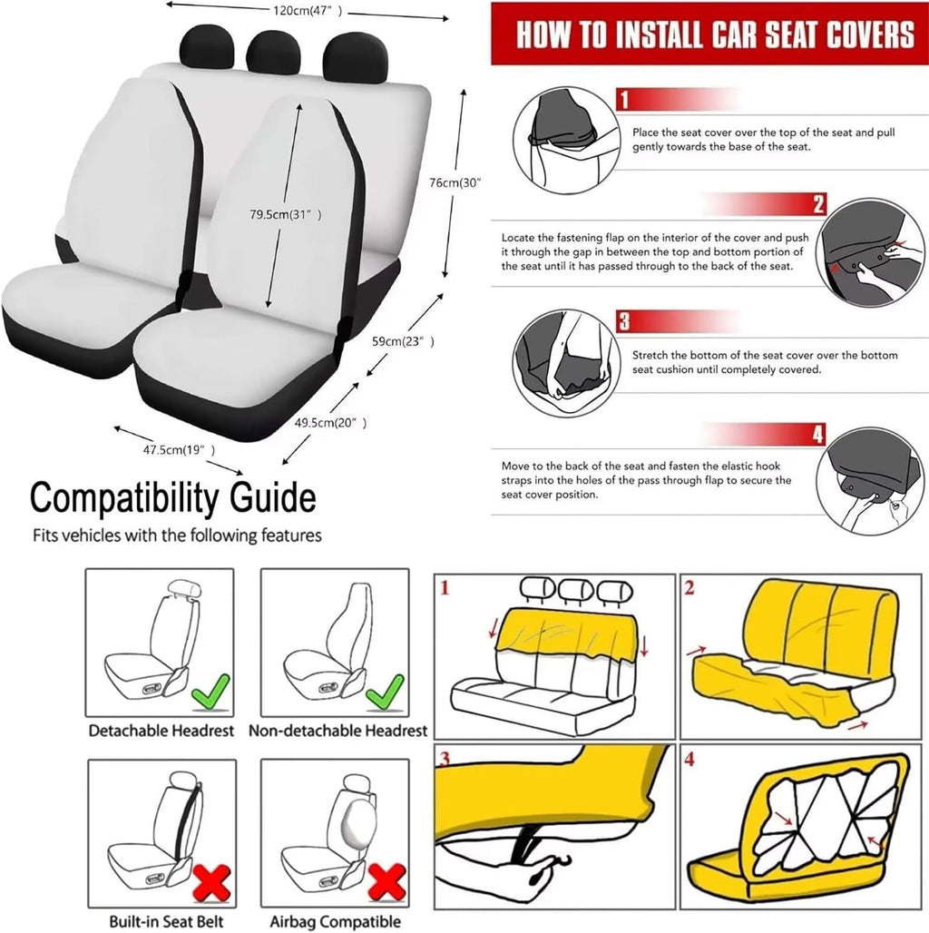 Jeiento Spider Web 13 Pack Car Seat Cover Set for Front and Rear, Auto Interior Accessories Full Set for Women Men Red Car Seat Protective Universal Fits for Cars, SUV, Truck, Sedan, Van