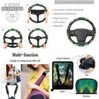 Yuyamidu Wolf Car Seat Covers Set of 15 Starry Sky Car Front Rear Seat Cover Steering Wheel Cover Seat Belt Covers Trash Box Air Vent Storage Bag Rear View Mirror Cover Car Cup Mat Key Chain