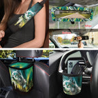 Yuyamidu Wolf Car Seat Covers Set of 15 Starry Sky Car Front Rear Seat Cover Steering Wheel Cover Seat Belt Covers Trash Box Air Vent Storage Bag Rear View Mirror Cover Car Cup Mat Key Chain