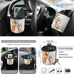 FORUDESIGNS Giraffe Flower Print Car Seat Covers Full Sets of 10 Washable Front Rear Seat Covers, Vehicle Trash Bin, Steering Wheel Cover, Air Vent Storage, Cup Coasters, Keychain for Auto Interior