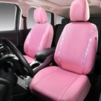 CAR GRAND Bling Car Seat Covers Front Pair, Shining Rhinestone Diamond Waterproof Faux Leather, Universal Fit Automotive Glitter Crystal Sparkle Strips for Cute Women Girl, solid pink