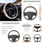 Yuyamidu Tulip Car Seat Covers Set with Steering Wheel Cover Seat Belt Covers Trash Bin Rear View Mirror Cover Butterfly Car Armrest Cover Cushion Coasters Gear Shift Knob Cover for Women, 14 PCS