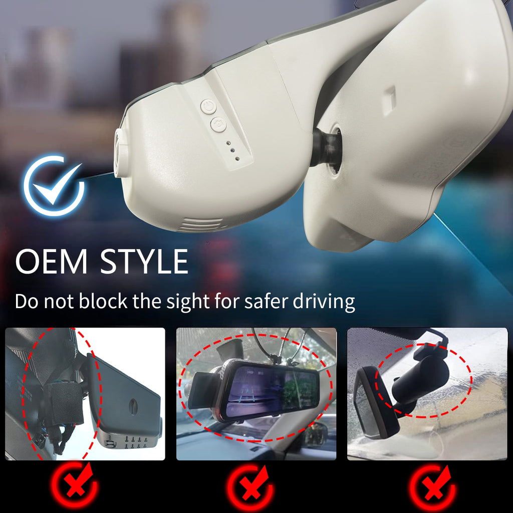 Mangoal 4K Dash Cam Custom Fit for Audi (Model B) A4 A6 Allroad A3 A5 A6 Q5 A8 S8 A7 S5 Q3 S3 S7, OEM Look, WiFi & App, GPS, 64GB Card, Beige