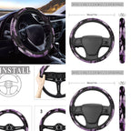 KUIFORTI 12 Pcs Butterfly Car Seat Covers and Accessories for Women, Steering Wheel Cover,Seat Belt Shoulder Pad Mirror Cover Coasters Car Auto Air Vent Keychain Chapstick Holder Car Trash Can
