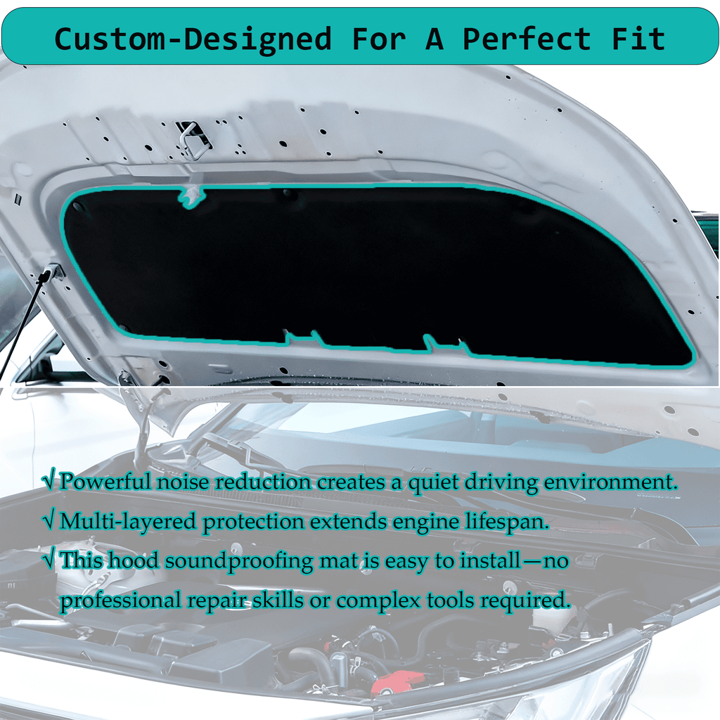 Automotive Hood Engine Front Cover Soundproof Mat For Toyota RAV4 2009-2012 Shield Mat Noise Insulation Dampening Mat Soundproof Cotton For Under-Hood Accessories-black-2009-2012
