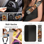 Yuyamidu Cute Highland Cow Car Seat Covers Full Set of 13 Cow Print Steering Wheel Cover Armrest Box Mat Seatbelt Pad Sunflowers Coasters Keychain Fit for SUV Van Truck Sedan